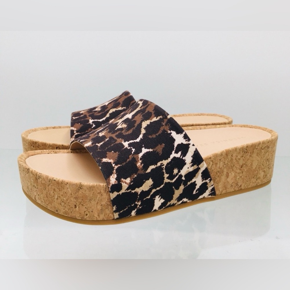 Veronica Beard Dresdyn Leopard Print Slide Sandals Platforms NWT Sz 10